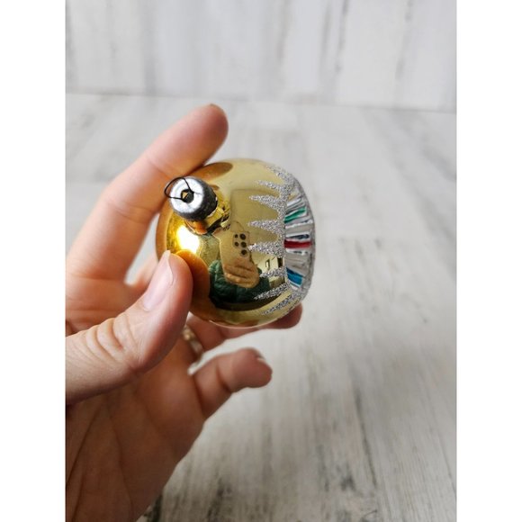 Vintage gold indent glitter silver ball ornament Xmas tree - Picture 6 of 9